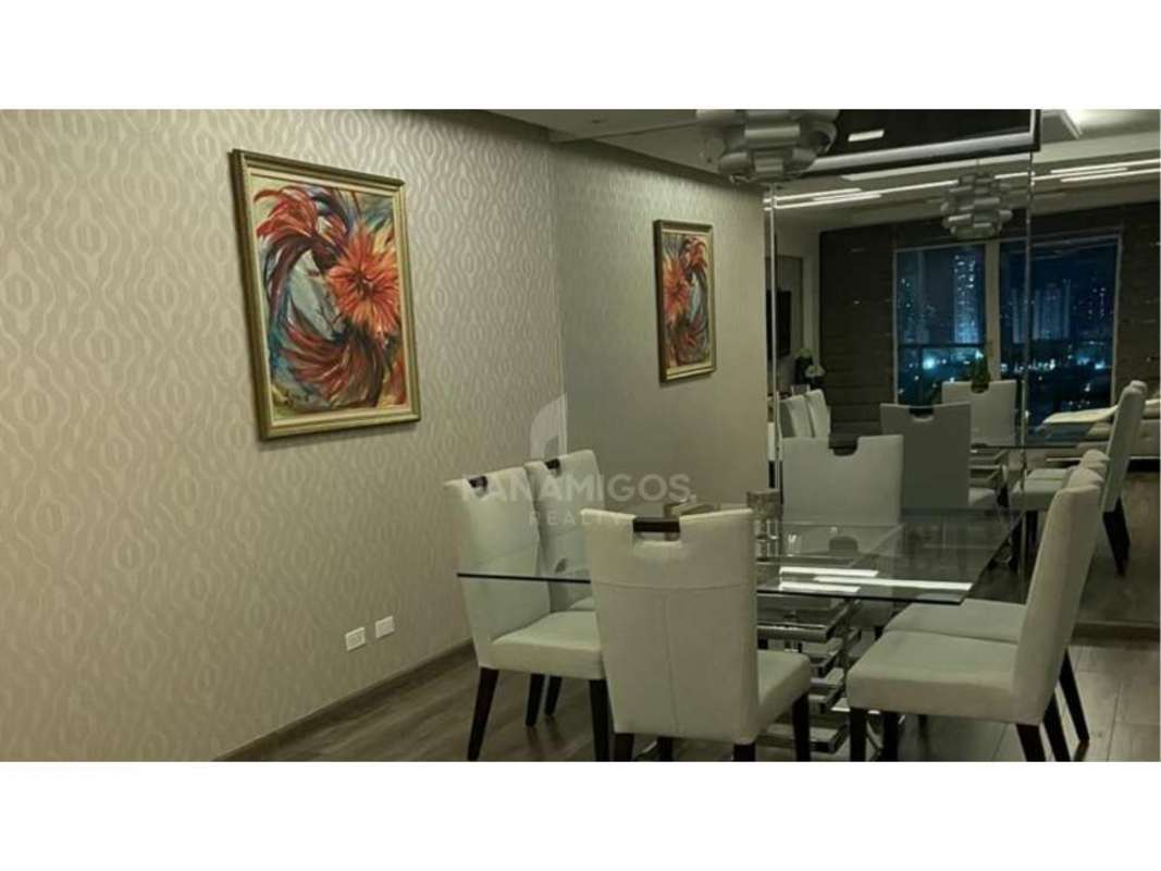 Spacious living room with large windows and city view in Mystic Point Punta Pacífica Panama