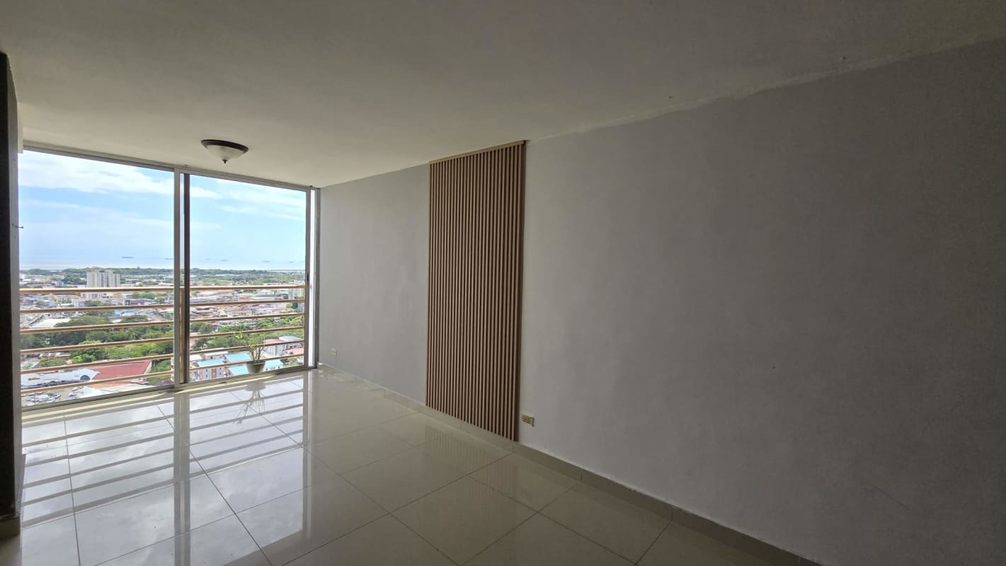 Hallway and balcony with panoramic city view at PH 4 Islas in San Miguelito Panama