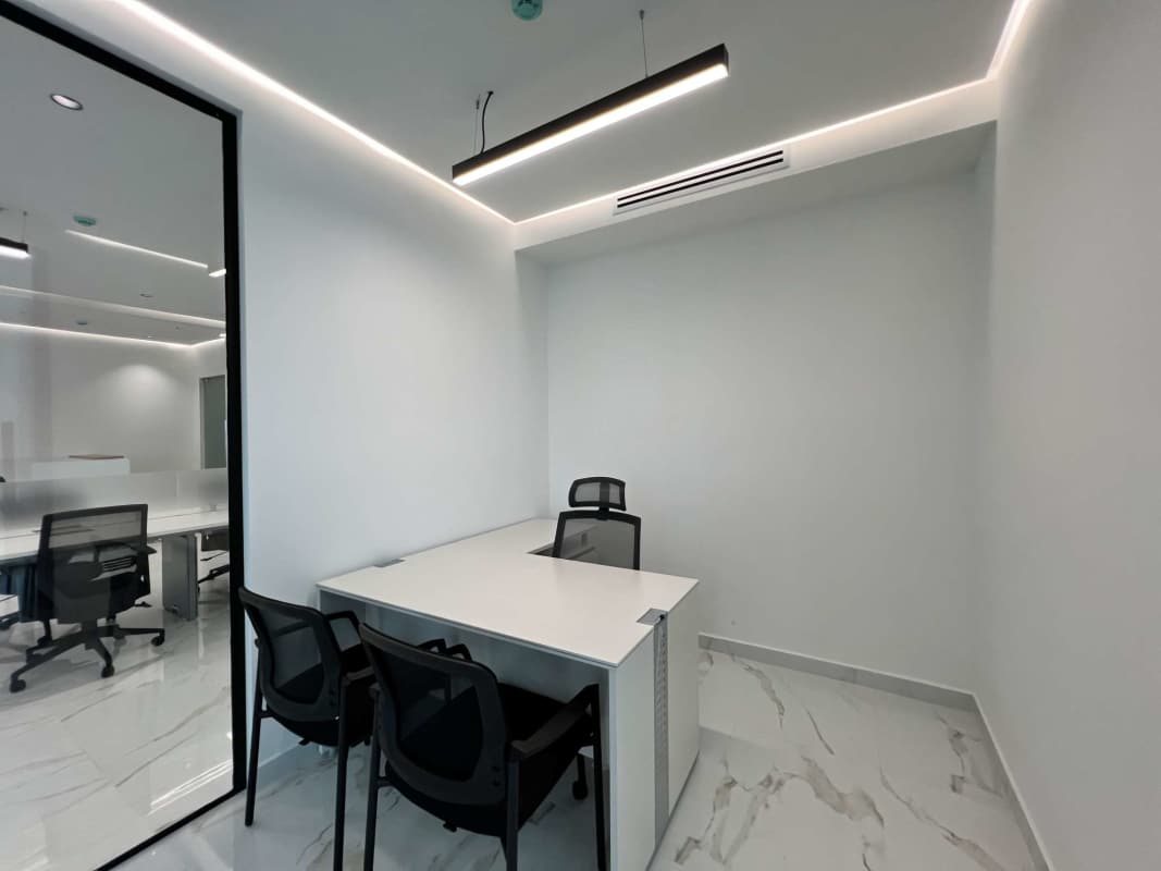 Bright open-plan office with marble floors and natural light in Costa del Este Financial Park Panama