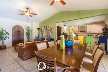 Tropical covered patio with BBQ, hammock and private pool at luxury Vista Mar beach home Panama