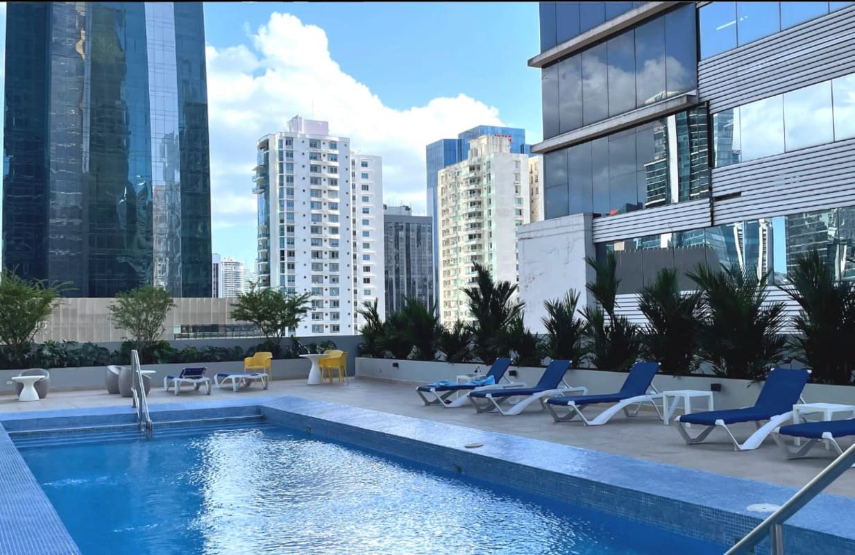 Building lobby area with multiple elevators PH Downtown Panama City