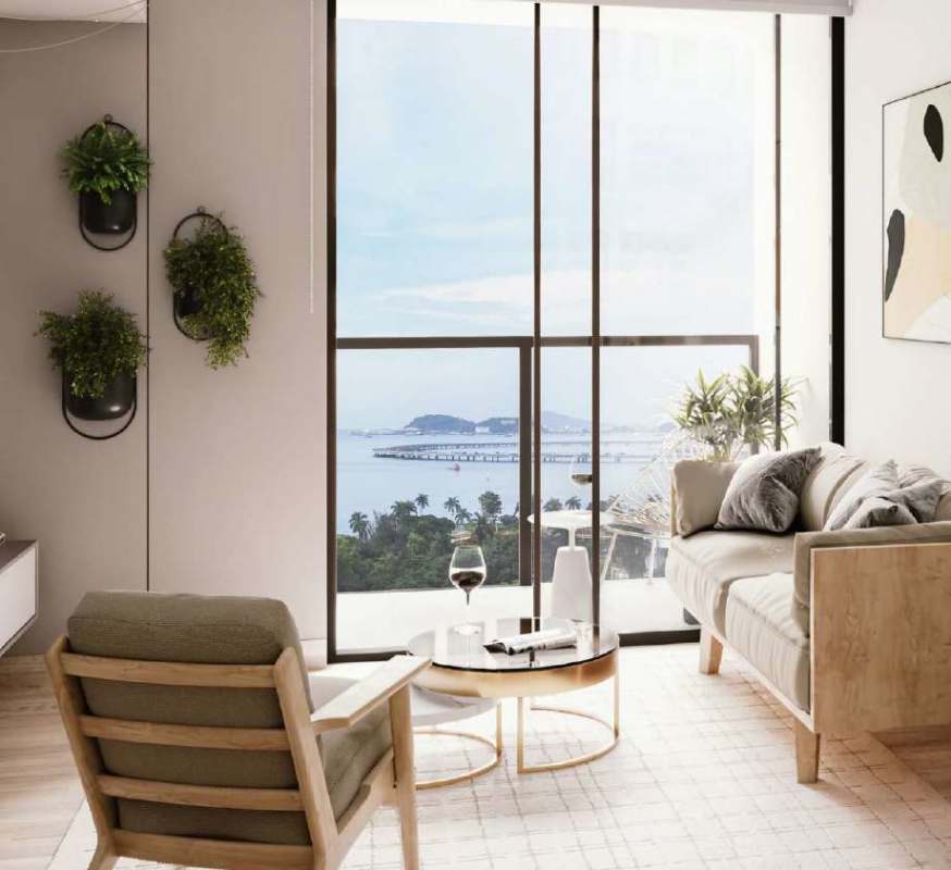 Infinity rooftop pool and terrace with ocean and city views at PH Bella Vista Sky Panama City