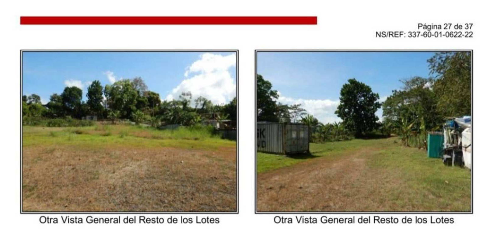 Wide photo of 7,000 m² commercial/industrial vacant lot with vegetation and metal container in Tocumen Zone Panama
