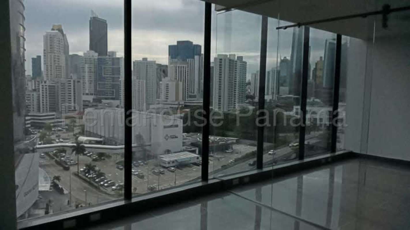 Contemporary elevator lobby with multiple elevators in RBS Tower