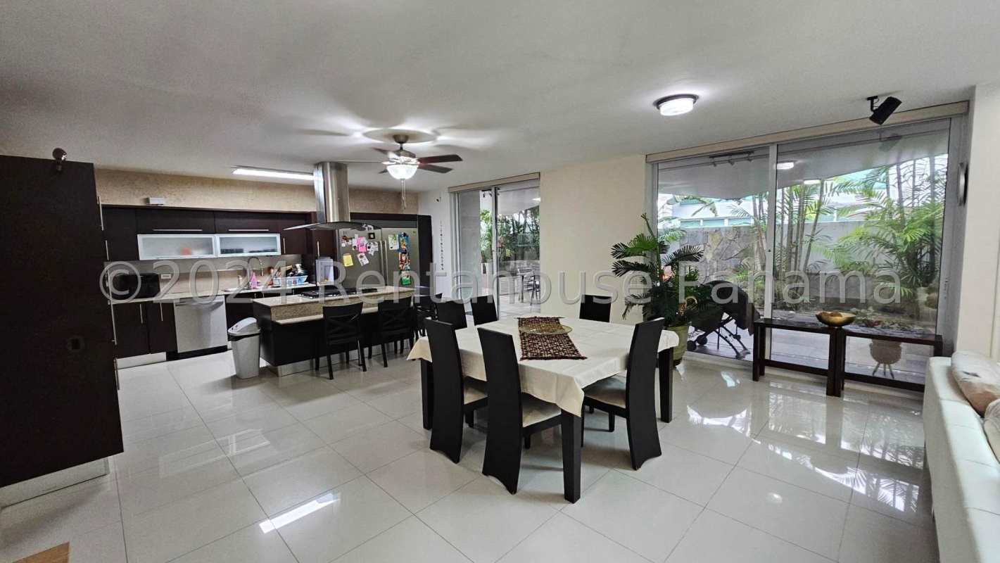 Modern bathroom with double sinks granite countertop and large mirror Costa Sur Panama