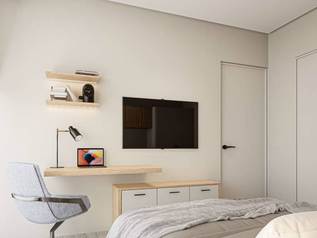 Rooftop infinity pool with lounge chairs, city view at The Edge Marbella