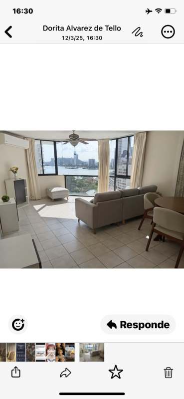 Modern open kitchen with stainless steel refrigerator, granite counters Punta Paitilla