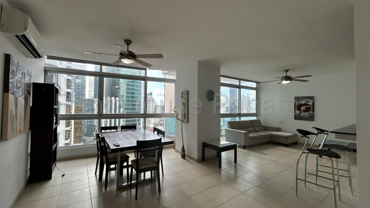 Private balcony with ocean and city views in Financial District Panama at PH Bicsa for rent