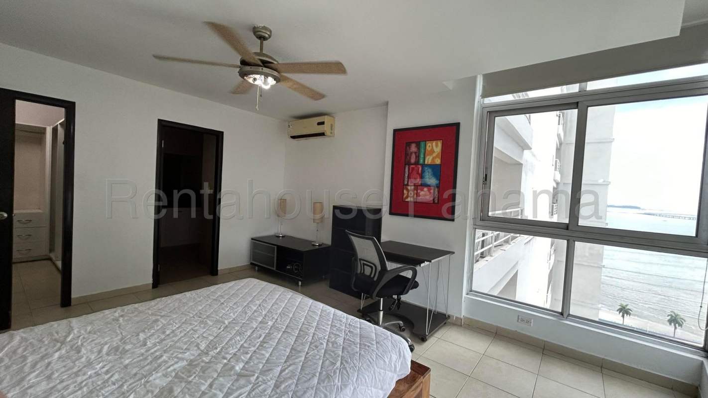 Modern kitchen with granite and appliances in apartment for rent PH Bicsa Avenida Balboa Panama