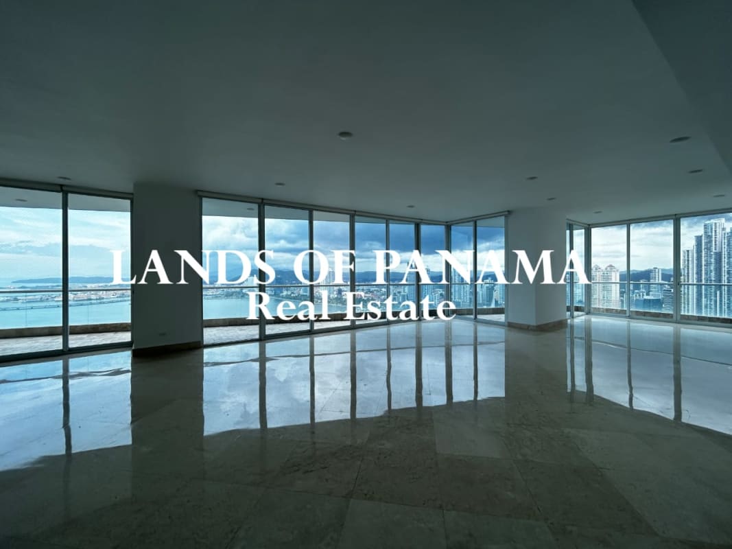 Large master bedroom marble floors city ocean views PH The Point Panama City