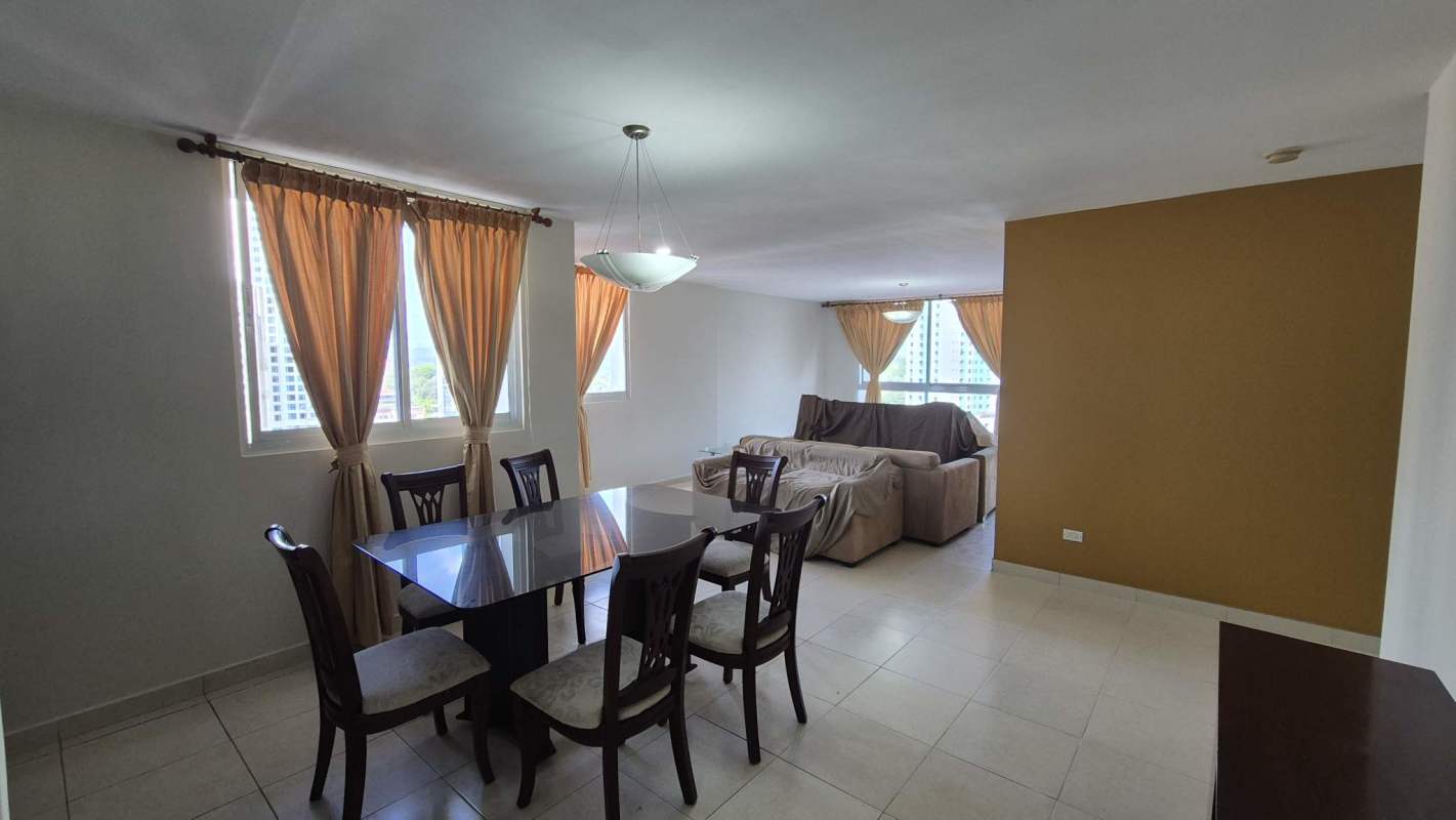Spacious living and dining space with large windows at PH Aurora Tower El Cangrejo Panama