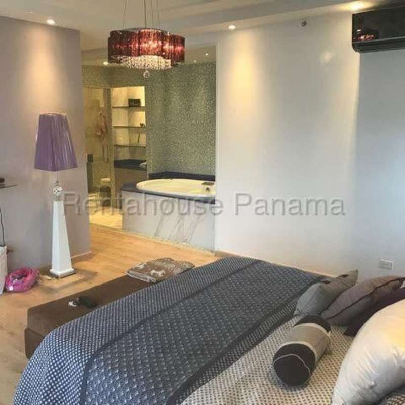 Large open-plan living and dining area marble floors PH El Cangrejo Panama