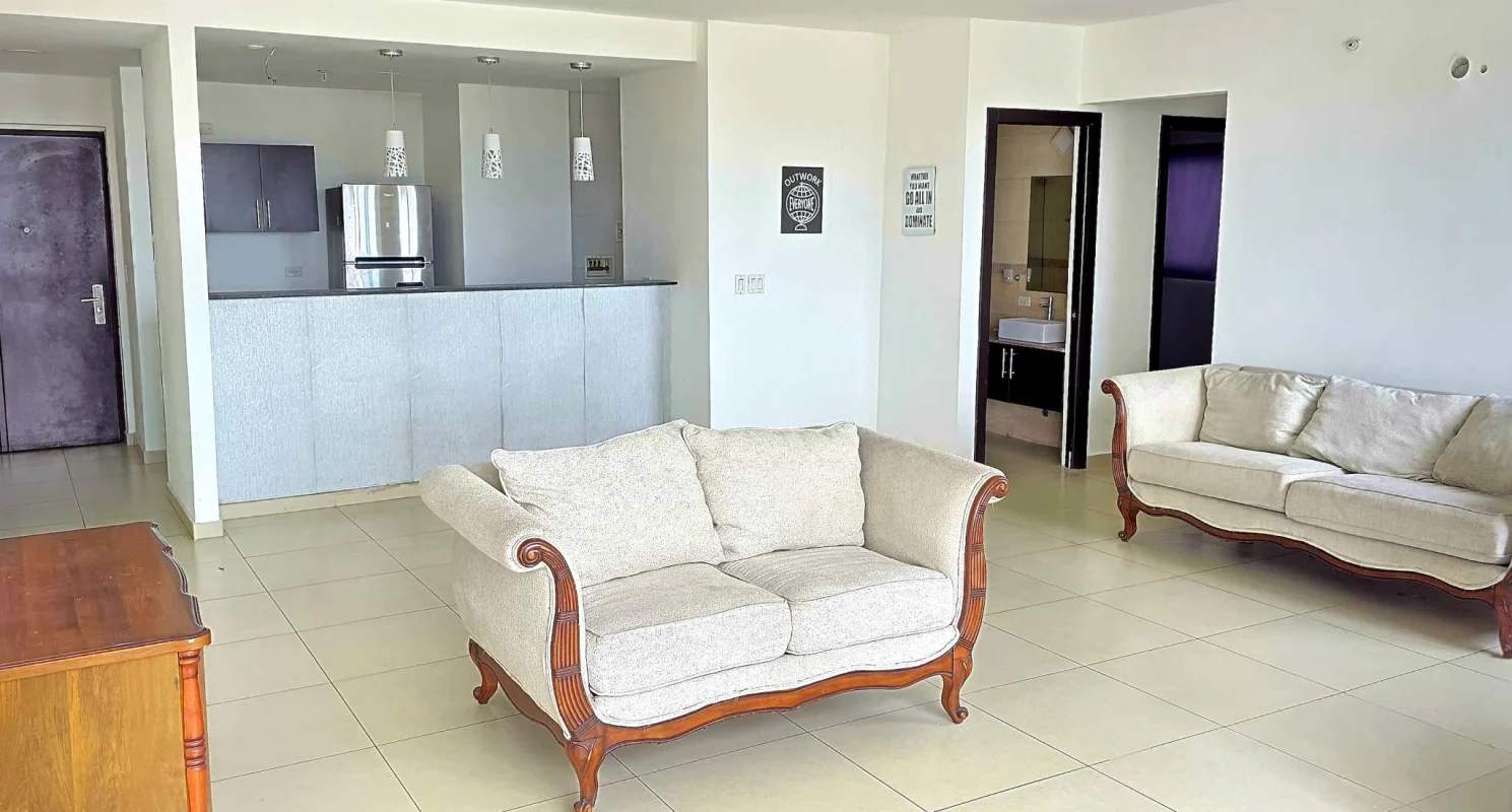 Modern open plan living and kitchen in PH Macedonia Towers El Ingenio Panama City