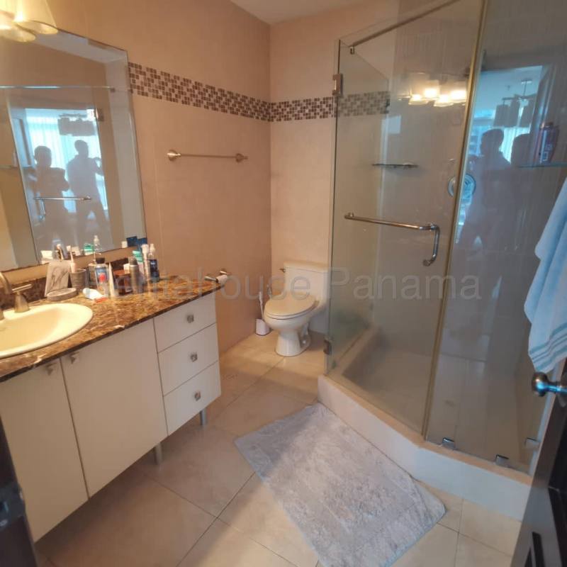 Modern furnished bedroom with panoramic skyline view PH Riverside Costa del Este Panama