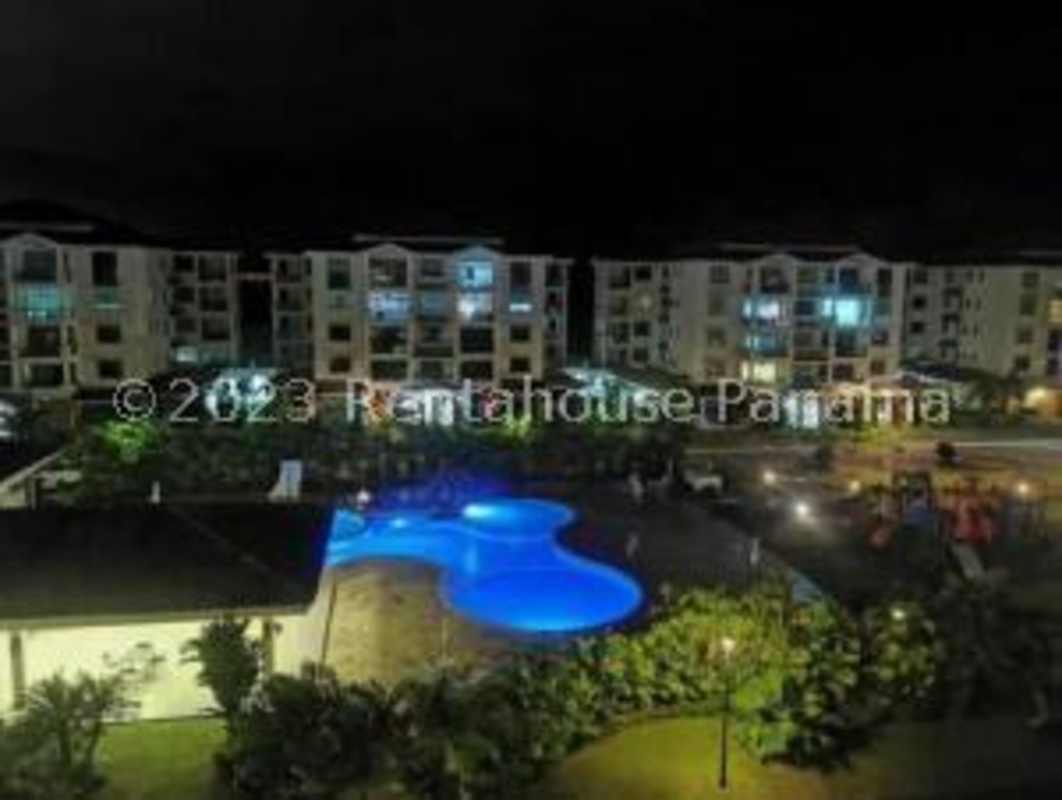 Bedroom with built-in closet and large window in PH Costamare Costa Sur Panama City