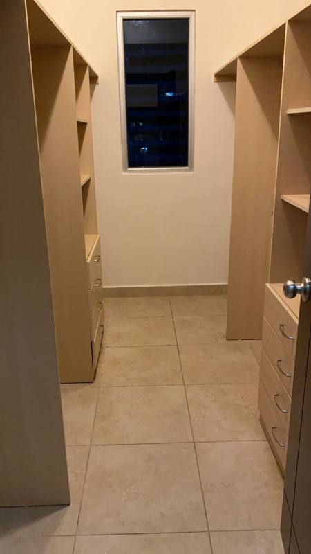 Modern furnished bedroom with city view window in PH BICSA Tower Panama City