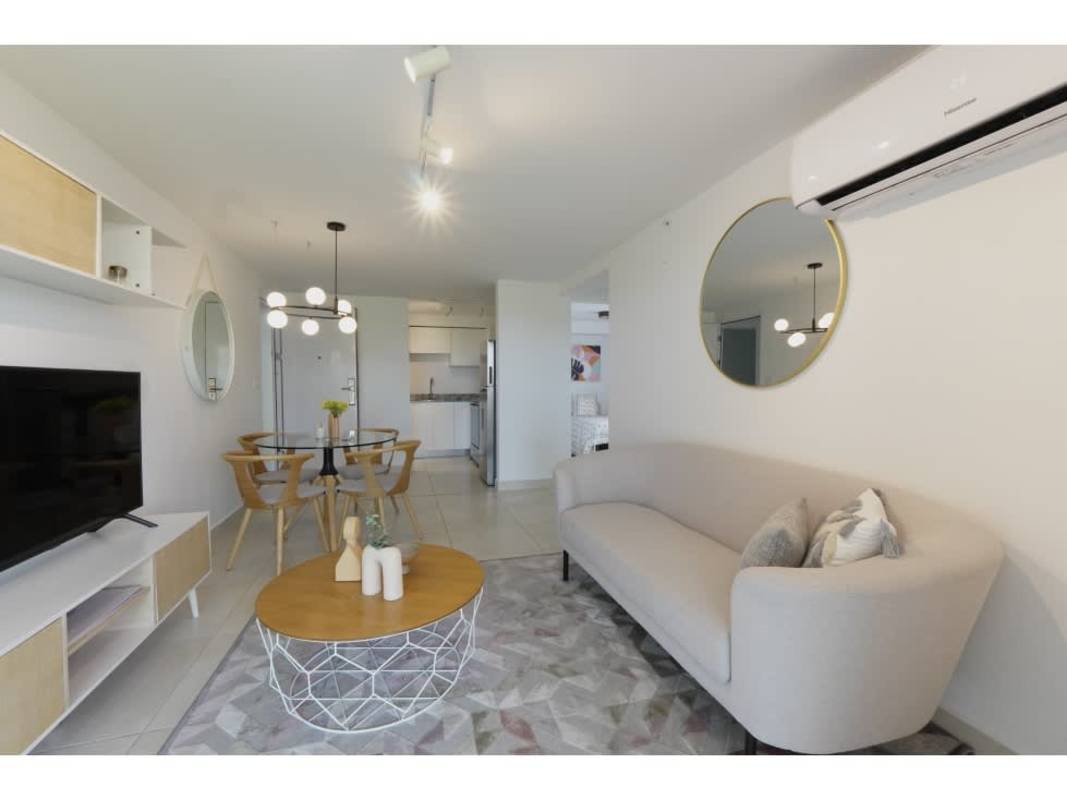 Living area connecting to dining and kitchen Panama Viejo Residences Costa del Este