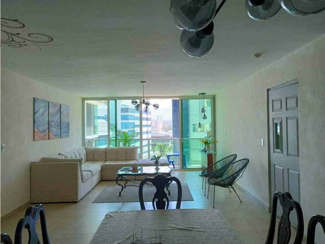 Large bright living and dining area in apartment at PH Mystic Point Punta Pacifica Panama