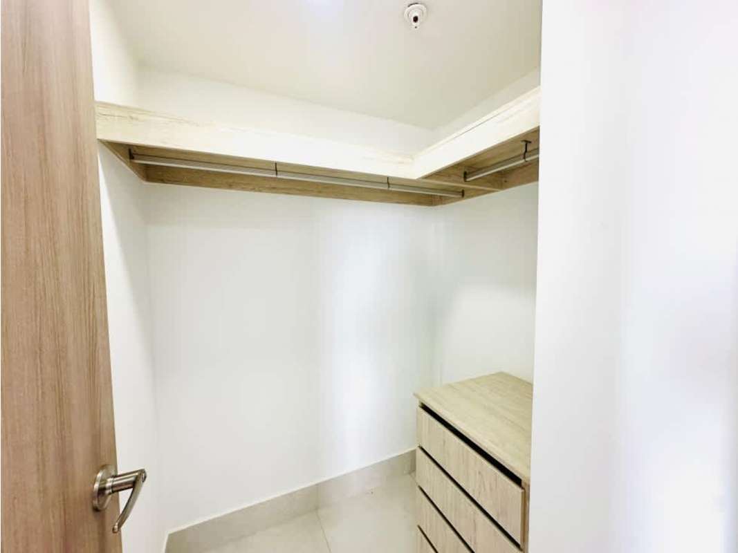 Modern bathroom with glass shower, granite countertop and accent tiles Greenwood Towers Panama