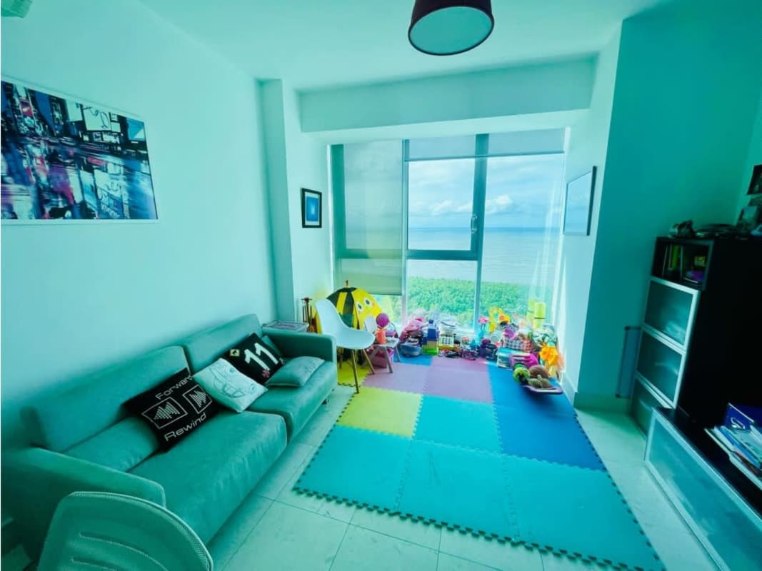 Living room with children's corner and ocean view PH Ocean Two Costa del Este Panama