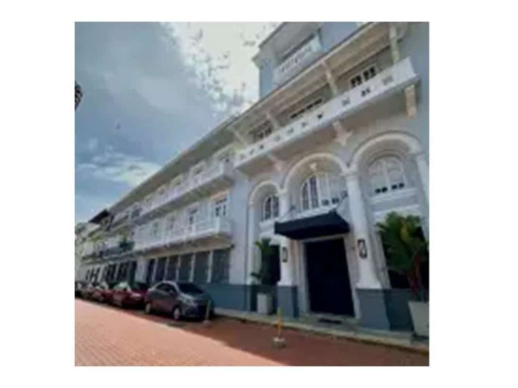 Rooftop pool terrace with panoramic views of Casco Viejo and Panama City skyline