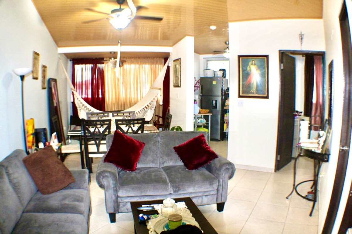 Furnished open plan apartment with hammock, sofa, dining table, in Llano Bonito Gardens Panama City