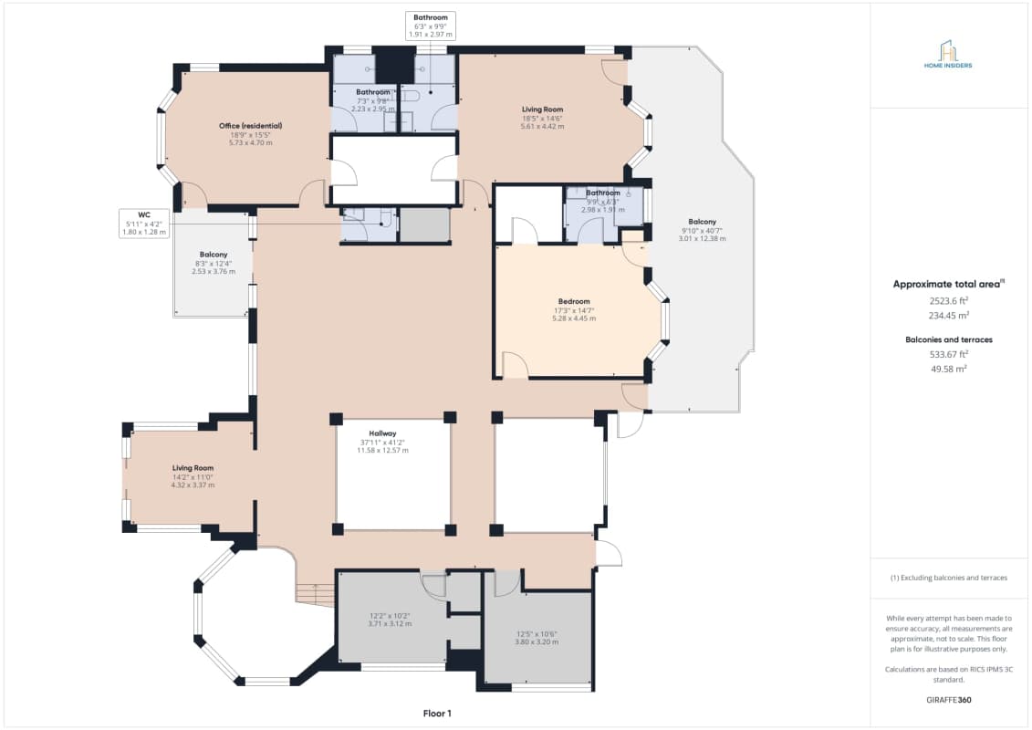 Spacious kitchen with granite island, custom cabinetry in Santa María luxury home Panama City
