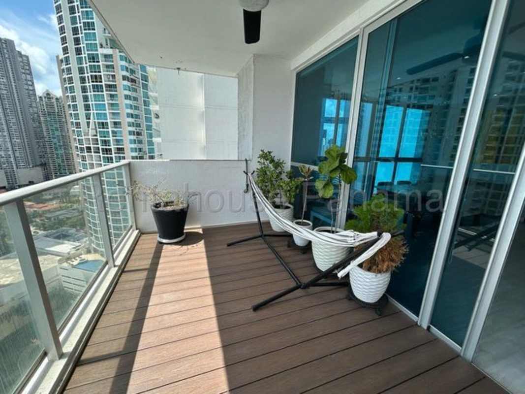 Furnished balcony with panoramic ocean views at PH Oceanaire Punta Pacifica