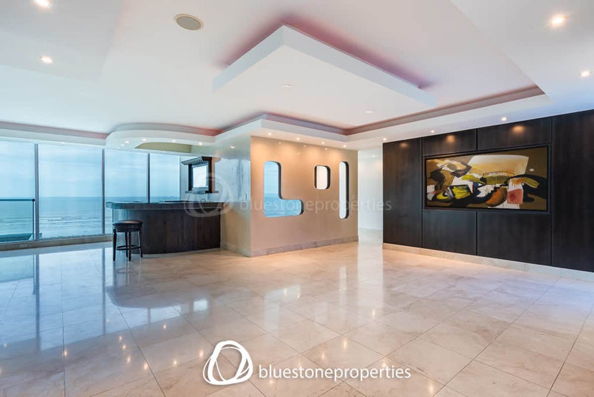 Modern living room with wide ocean views in PH Lumiere Costa del Este Panama