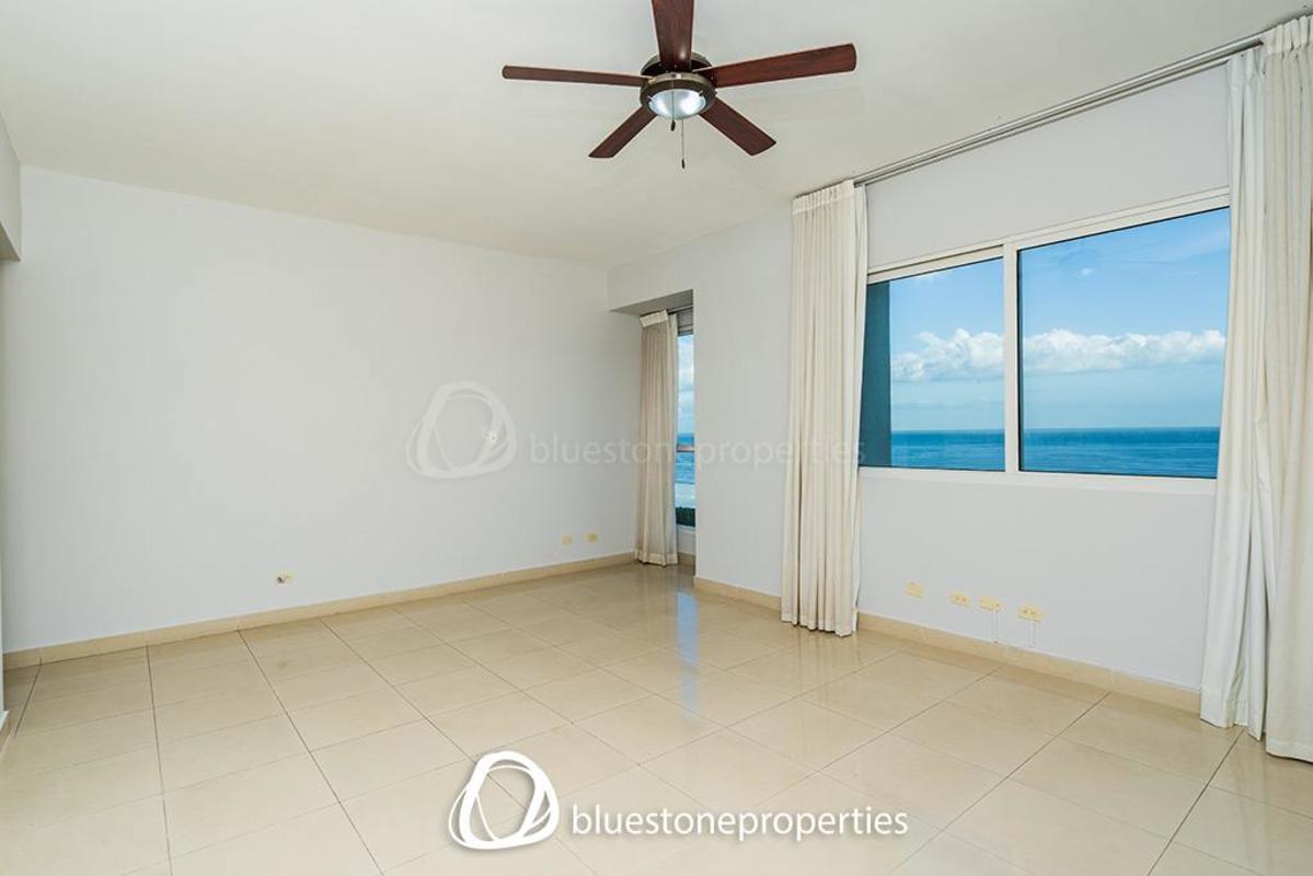 Modern bathroom featuring glass shower, bathtub, double sink granite countertop in PH Toledo Costa del Este Panama City