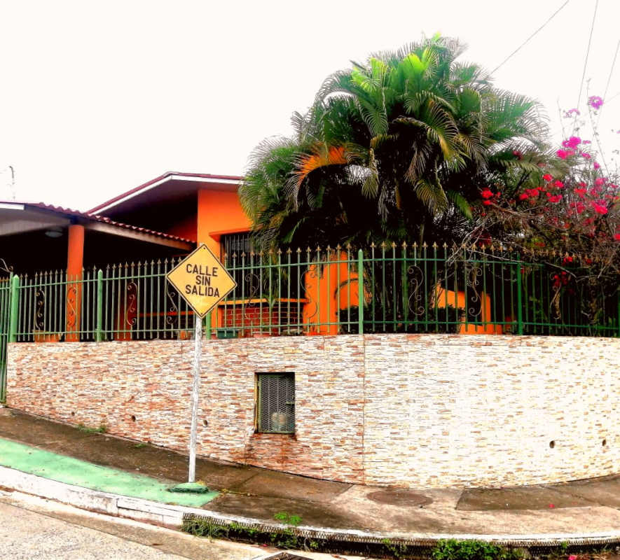 Large corner terrace outdoor space tiled for entertaining Villa Lucre Panama