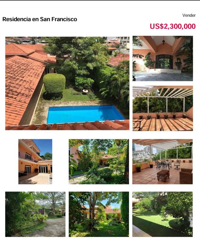 Detailed large residential estate San Francisco Panama with 5 bedrooms, terraces, gym and pool on 2087m2 lot ideal for investment