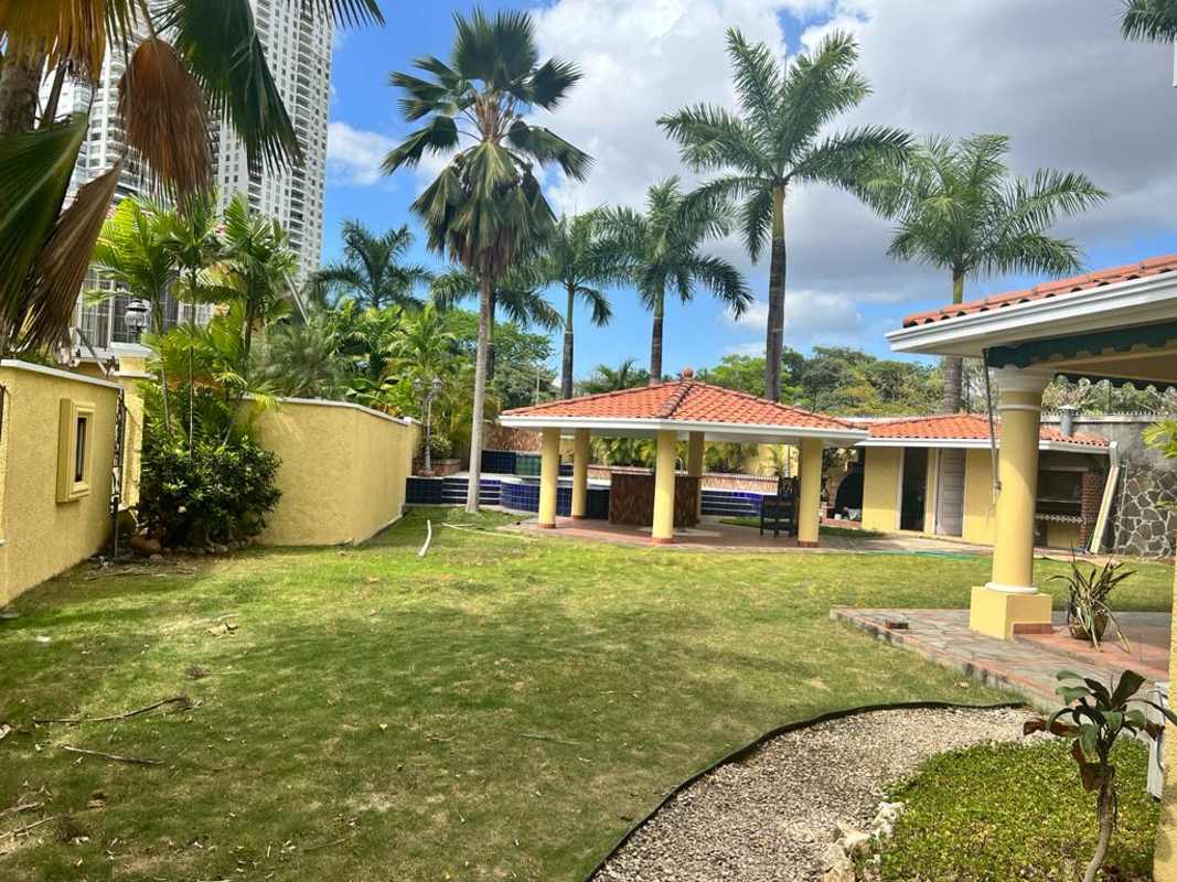Gazebo with BBQ next to swimming pool and garden Costa del Este Panama