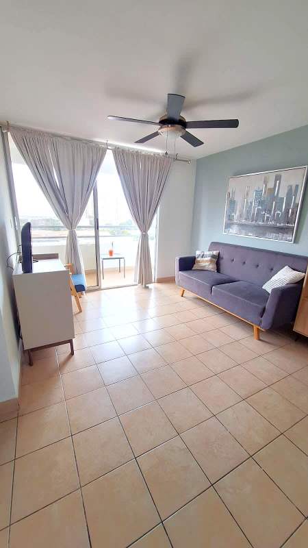 Modern kitchen with granite counters and stove in Parque Lefevre Sky Panama