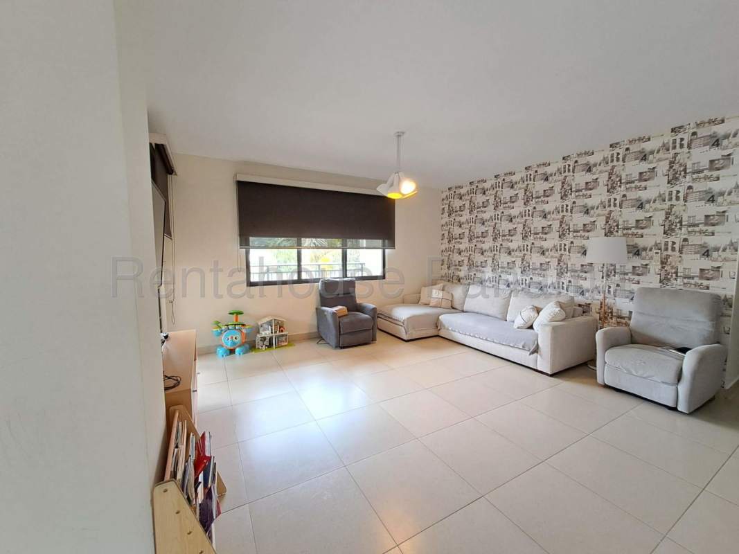 Bright spacious living and dining room in Panama Pacifico River Valley penthouse