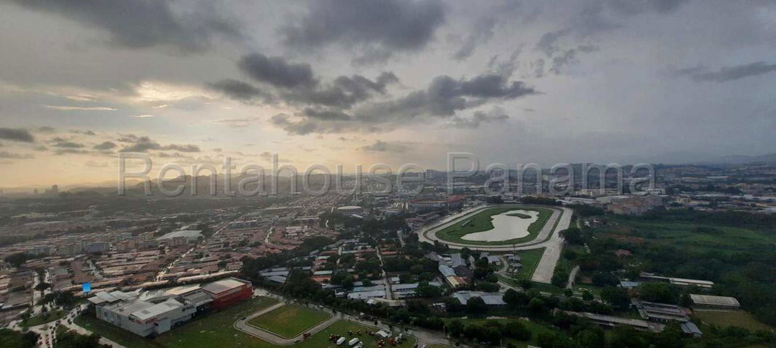 Spacious balcony overlooking golf course and mountain views in Santa Maria luxury apartment Panama