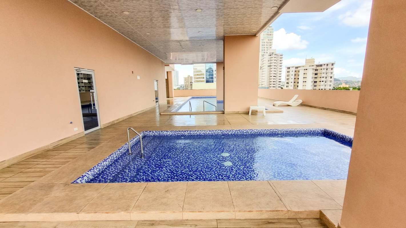 Rooftop playground with swings slides artificial grass PH Vista Hermosa Panama City