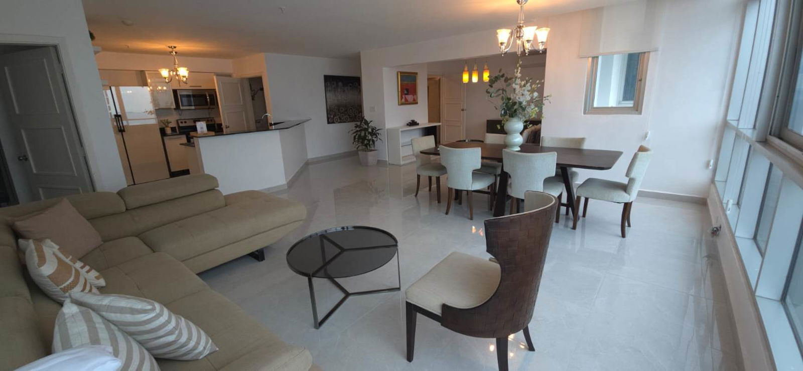 Fully equipped kitchen with granite counters and stainless appliances in PH Riverside Panama