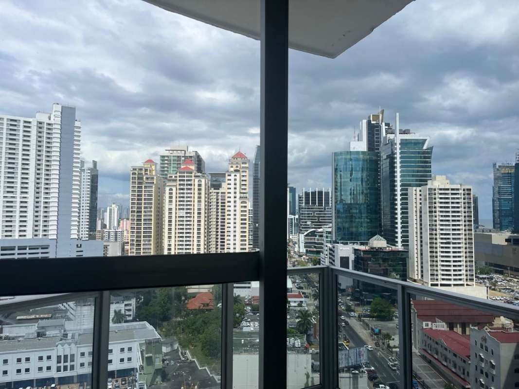 Balcony with panoramic views of Panama City skyline from PH Denovo Bella Vista Panama