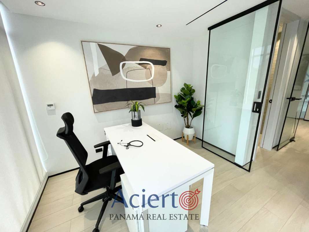 Bright medical office space with large window in Medical Center Park Square Panama