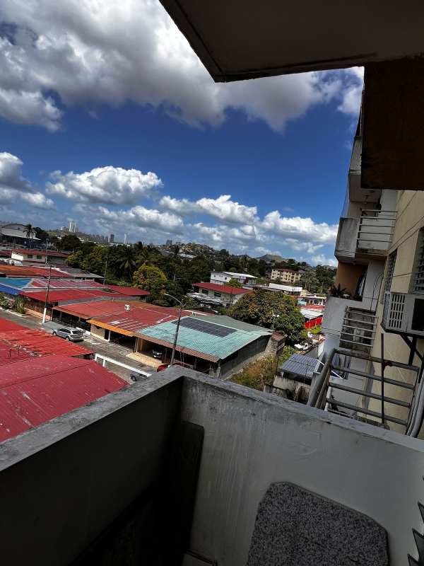 Balcony overlooking rooftops in Río Abajo residential neighborhood Panama City