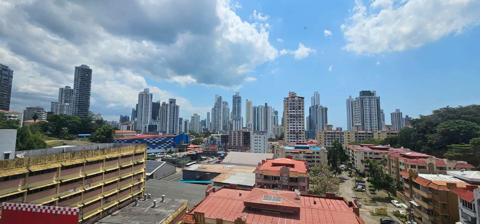 Panama City skyline view from balcony at PH Park City Bella Vista