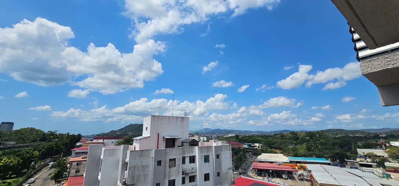 Panoramic skyline and distant mountains view from PH Park City Bella Vista Panama