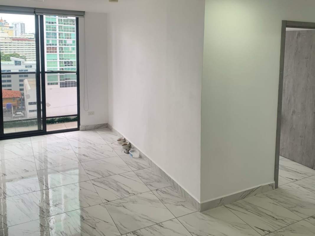 Bedroom featuring inverter AC and city views in rental apartment PH The Gray Calle 50 Panama