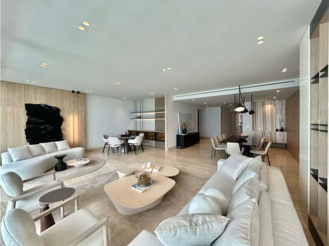 Master bedroom with large windows, ocean view, walk-in closet at The Towers Punta Paitilla Panama City