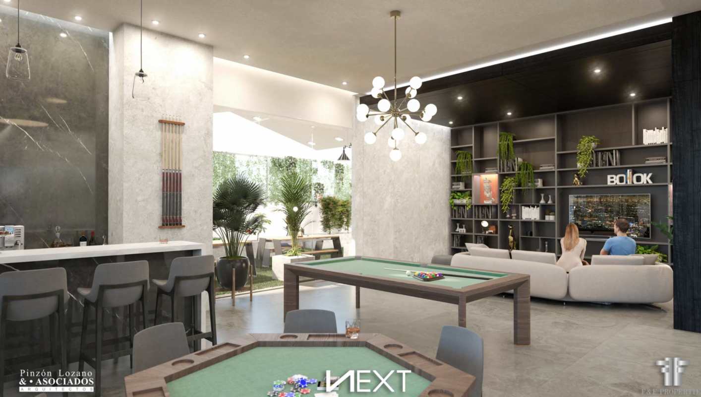 Modern entertainment lounge with game tables and seating at PH NEXT Coco del Mar Panama