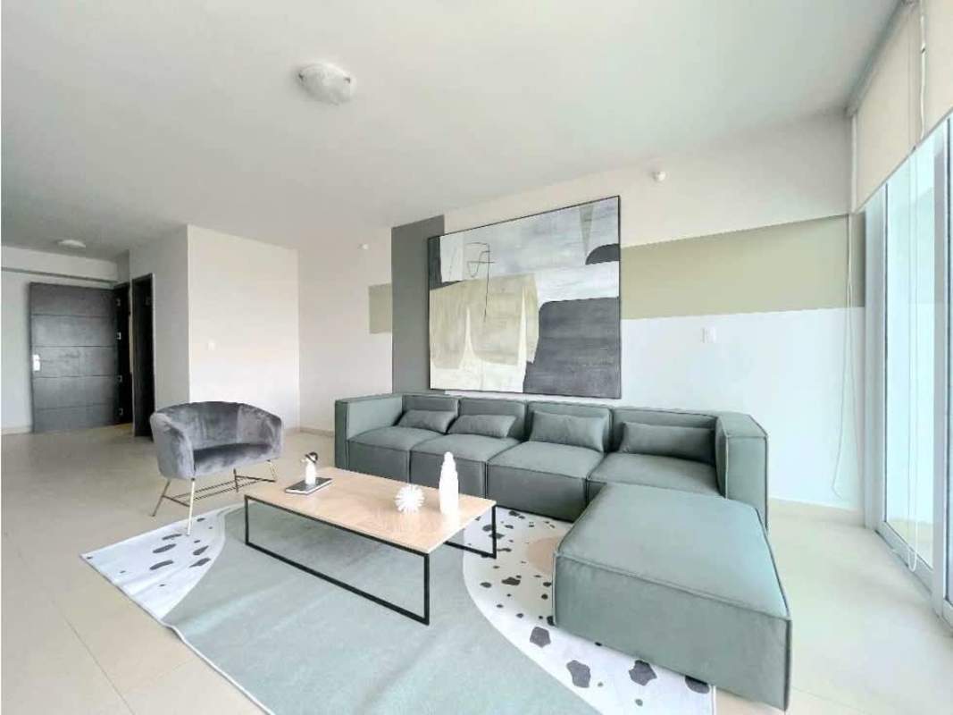 Contemporary kitchen with granite counters, tile backsplash, appliances in Costa del Este Panama