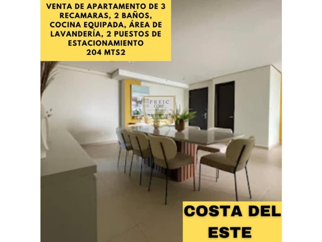 Modern dining area ceramic floor large table PH Country Club Costa del Este Panama