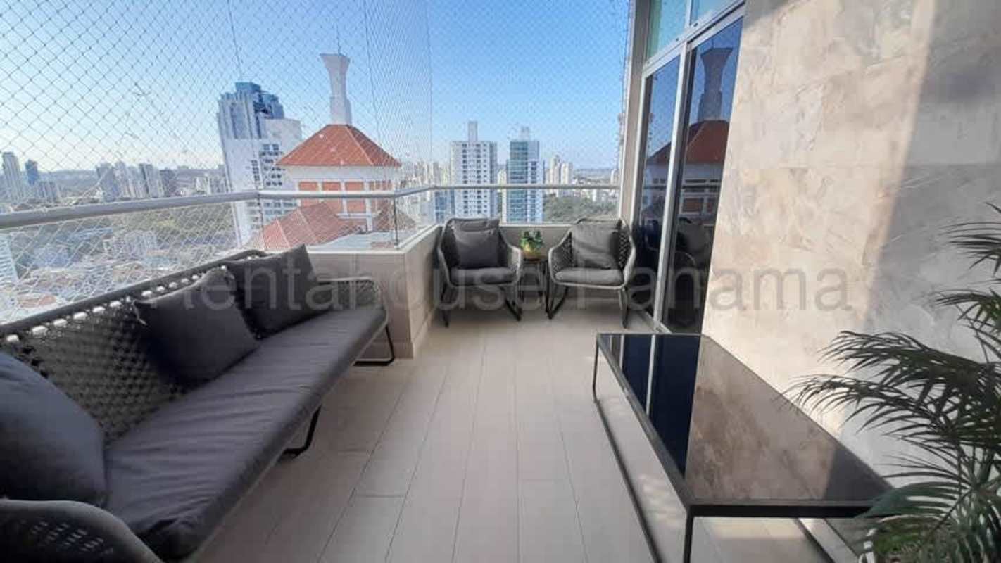 Master bedroom furnished with balcony access and ocean views in PH South Coast Panama