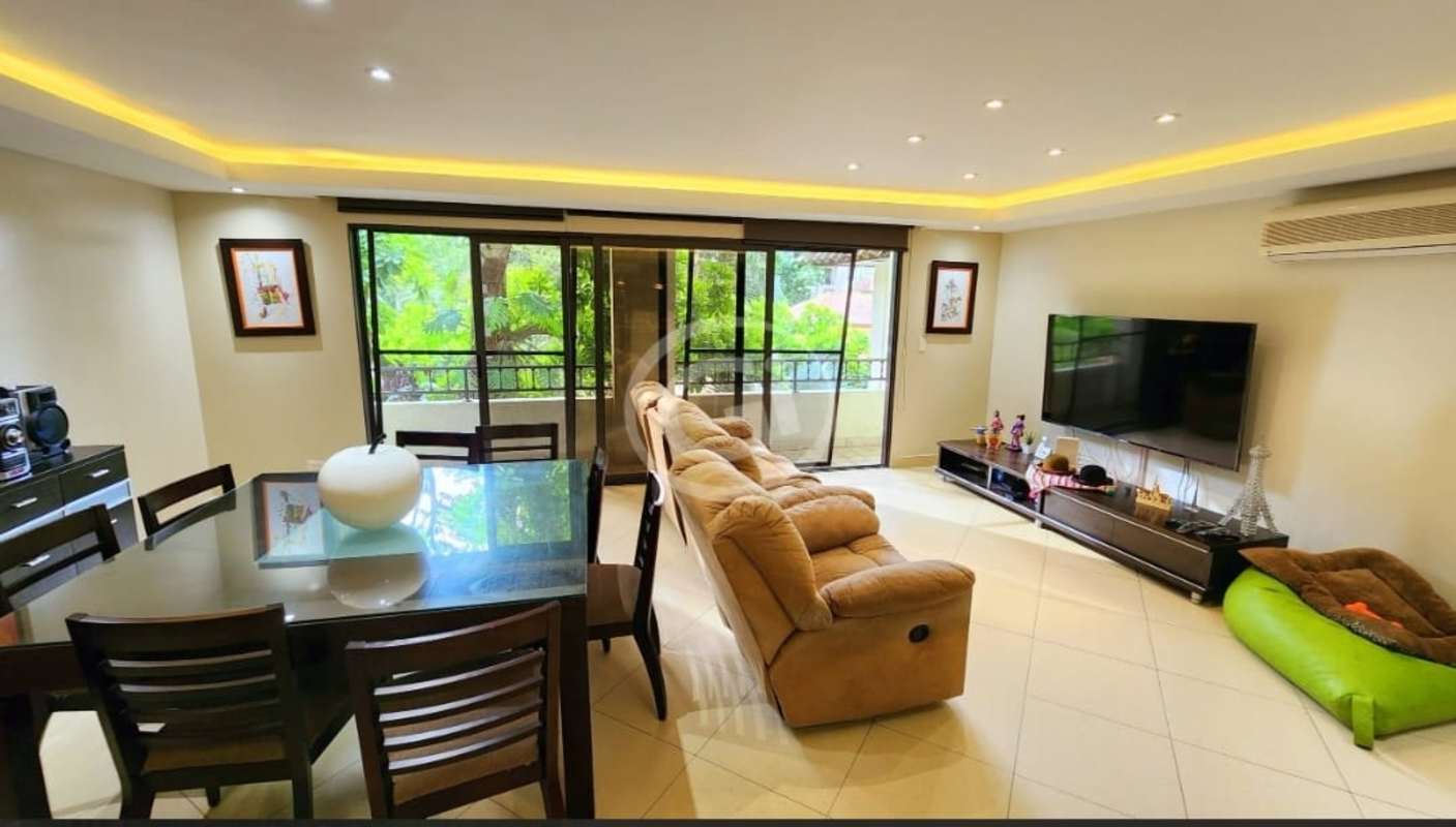 Master suite with balcony, walk-in closet, and large bathroom in Clayton Park Residences Panama City